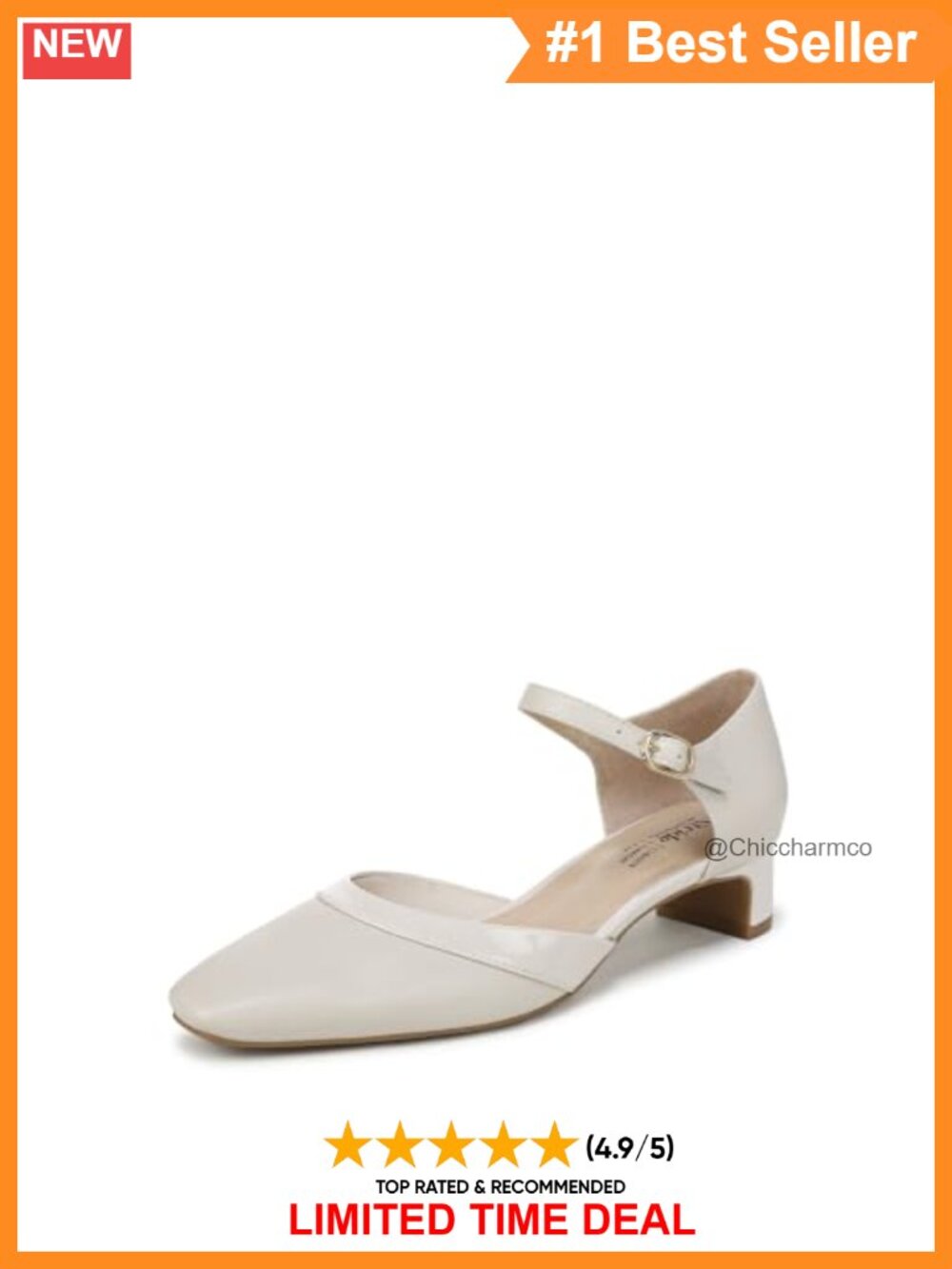 LifeStride Leighton Women's Block Heel Pump Almond Toe Buckle Ankle Strap